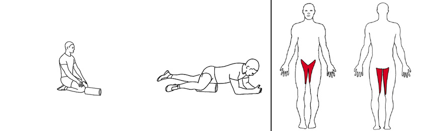 Illustrasjons bilde av trening innside lår med foamroller
